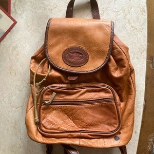Vintage Tan Leather Backpack Purse
